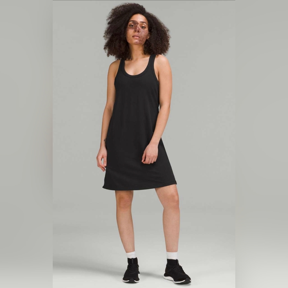 Lululemon Classic-Fit Cotton-Blend Scoop Dress Black EUC -L